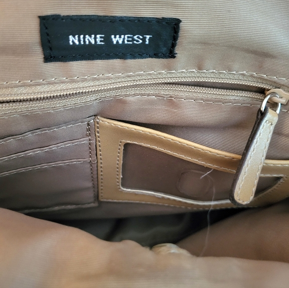 Nine West Camel Tan Small Mini Backpack Bag Pockets Clean No Wear Cloth - Picture 5 of 12